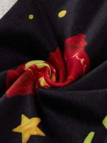 SHEIN Tween Boy Casual Cartoon Star & Moon Print Snug Fit Long Sleeve Crew Neck Pajama Set, Suitable For Autumn/Winter - Black - View 10