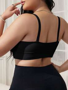Moonlight&Mama 1pc Plus Size Seamless Ribbed Comfortable Nursing Bra Black Summer - Black - View 2