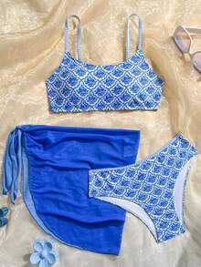 SHEIN Teen Girls Floral Print Bikini Sets, Beach Holiday Swimwear - Multicolor - View 2