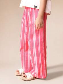 SUMWON 女童草莓印花T恤和阔腿裤两件套夏季套装 - 紅色 - 查看 4