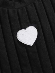 Emery Rose Kids Young Girl Heart Embroidery Ribbed Casual Round Neck Tank Top - Multicolor - View 8