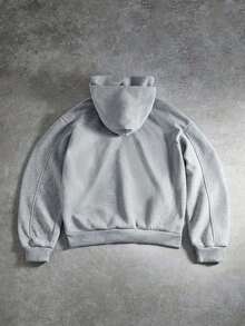 PAVTROS Men's Casual Double-Hooded Patchwork Hoodie,Streetwear,Baggy,Graphic,Matching,Friends,I Love My Boyfriend,Street Style,Couples,Structural Design, Embroidered Pattern,Double Hat - Light Grey - View 2