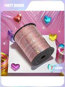 SHEIN 1 Roll, 250 Rose Gold Curling Ribbon For Gift Wrapping, Balloon String, Wedding, Birthday, - Metallic Shiny " Ribbon For Bouquets And Flower Wrapping Paper Valentine DAY, Valentines Wedding, Birthday - Rose Red - View 4