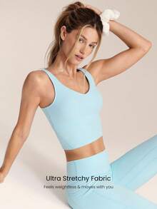 GLOWMODE Conjunto de top corto y mallas de tiro alto FeatherFit™ - Celeste - Ver 7