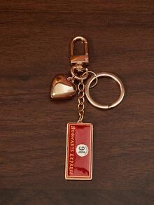 HARRY POTTER X SHEIN 1pc Zinc Alloy Cartoon Heart Shaped Keychain, Luxurious Niche Design, Simple And Elegant, Suitable For Various Parties, Concerts, Festivals - Gold - View 4