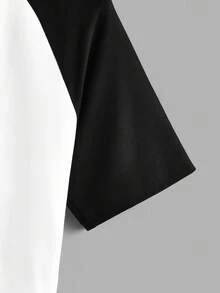 Manfinity Joysei 男士黑白撞色插肩袖马头图案印花T恤 - 黑與白 - 查看 3