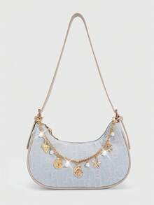 ROMWE Fairycore 1 pieza Adorno de concha marina para un estilo festivo, cadena de concha de estrella de mar, llavero de cola marina de concha, adecuado para combinar con una bolsa cuadrada pequeña cuando salgas de vacaciones. - Oro 1 - Ver 6