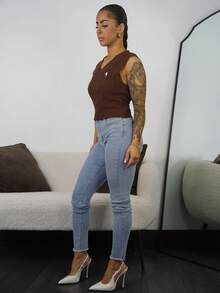 SAYEHFBABY Women's Casual Versatile Commuting Knit Vest,Fall,Fall Clothes For Women - Coffee Brown - View 6