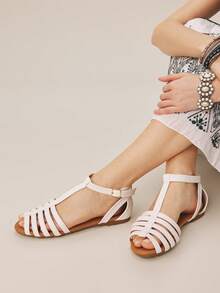 Styleloop Women Flat Sandals Valentine's Day Holiday Travel Essential Boho Coachella Summer - White - View 5