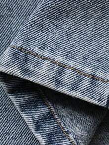 Livesso 女士带口袋纽扣休闲百搭日常穿着阔腿牛仔裤 - 藍色 - 查看 7