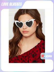 10pcs Cute And Interesting Heart-Shaped Decorative Fashion Glasses For Both Men And Women, Suitable For Wedding Parties, Dance Parties, Etc., In White Color, Christmas - Multicolor - View 5