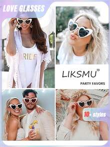 10pcs Cute And Interesting Heart-Shaped Decorative Fashion Glasses For Both Men And Women, Suitable For Wedding Parties, Dance Parties, Etc., In White Color, Christmas - Multicolor - View 6