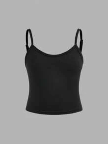 SHEIN Girlism Tween Girl Casual Sports Minimalist Basic Knit Solid Color Fitted Cropped Camisole Tank Top 4pcs Set Tween Girl - Navy Blue - View 11