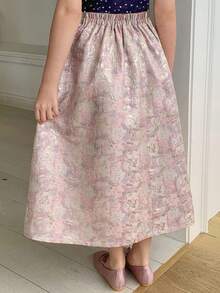 DAZY Tween Girl Floral Print Pleated Versatile Casual Skirt - Pink - View 6