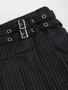 Sweetra 女士新款优雅复古性感系带A字超短裙 - 黑色 - 查看 3