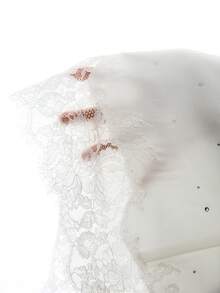 LYSMO 女士纯色蕾丝拼接双排扣优雅长袖西装外套 - 白色 - 查看 9