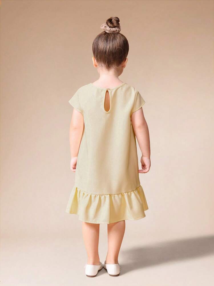 Bow Detail Drop Waist Ruffle Dress