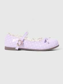 ROMWE Kawaii Giày lười da màu nâu, kiểu Mary Jane, có nơ, dành cho nữ, thích hợp làm quà Giáng sinh. - Điểm sóng da sáng màu tím - Xem 2