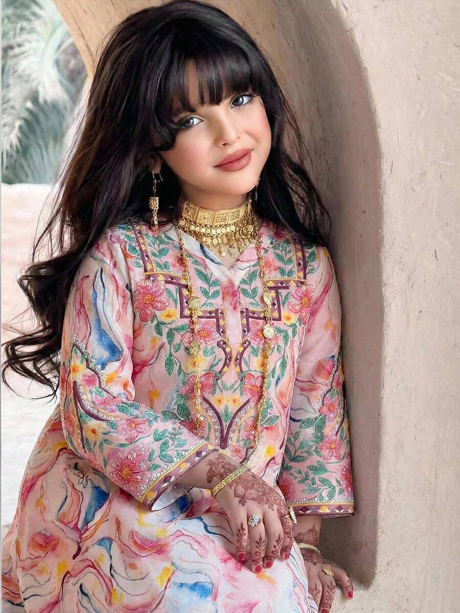 Loose Casual Extra Long Gold Thread Tassel Robe For Young Girls - Pink - View 1