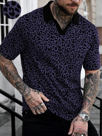 Manfinity CasualCool Polo à col V à imprimé léopard contrasté pour hommes, convient aux sorties et aux fêtes. Chemises de vacances pour hommes. Chemise à manches courtes à boutons et imprimé audacieux. Chemise à imprimé guépard pour hommes. Chemise léopard pour hommes. Streetwear pour hommes. Vieux argent, loisirs quotidiens, week-ends, activités de plein air, expéditions de voyage, environnements de travail décontractés ou occasions semi-formelles. Cadeau pour petit ami/mari, cadeau d'anniversaire/d'anniversaire de mariage. Vacances d'été, plage, mariage hawaïen, printemps à été