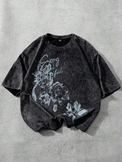 PAVTROS Áo thun nam tay ngắn in hoa và chữ, kiểu dáng thường ngày, thích hợp cho mùa hè, ngày Valentine, mùa xuân sang hè, quà tặng cho bạn trai, lễ hội Mardi Gras, phong cách vintage, thời trang đường phố, tiệc tùng, ngày lễ Thánh Patrick, đi chơi.