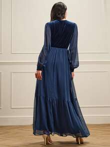 Lilora Women's Elegant Sequins Embroidered Dress - Blue - View 2