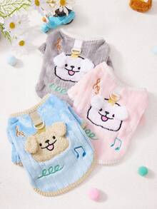 PETSIN Gilet e felpa con cappuccio in velluto morbido e caldo per animali domestici, adatto per cani, gatti e piccoli animali, da indossare sia in casa che all'aperto, con fibbia di trazione, per l'autunno/inverno - Multicolore - Visualizzare 2