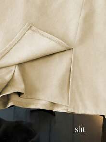 Franclia 时尚休闲通勤百搭质感柔软面料高腰开衩灰色女式短裤、女式半身裙、女式阔腿裤、女式热裤、春秋季休闲女装、女式迷你裙 - 杏色 - 查看 4