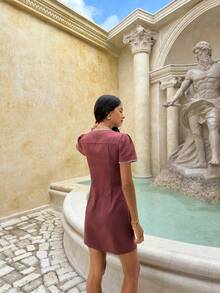 Serisse 女士V领碎花休闲度假约会外出迷你连衣裙 - 彩色 - 查看 2