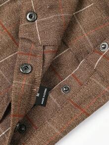 Manfinity Roghcode 男士街头风流行INS搭配，男士休闲格子宽松连体裤，工装风格。融合街头风和Y2K元素，完美契合返校季和日常穿着。吸睛配色，舒适面料，送给男友的时尚礼物，2000年代风格，秋冬必备。 - 棕色 - 查看 7