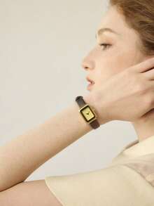 MOTF PREMIUM 丝质金色方形石英表 - 棕色 - 查看 7