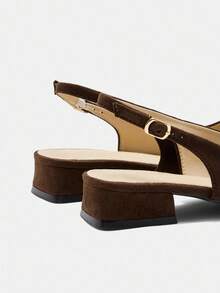 CUCCOO CURVES Women's Pointed Toe Buckle Design Everyday Versatile Fashion Wide Fit High Heels - Brown - View 3