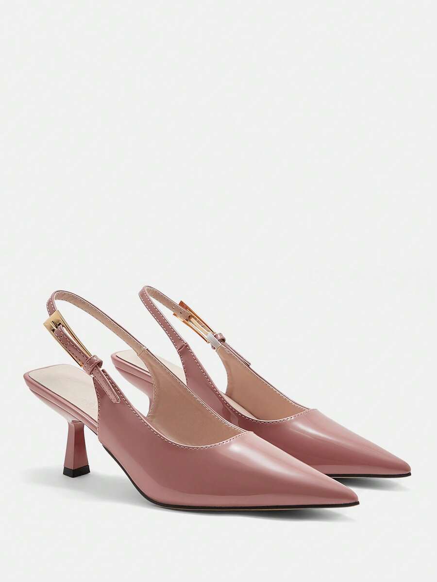 CUCCOO CURVES Women's Fashionable Elegant Pointed Toe Wide Fit High Heels For Christmas - Naked powder - View 1