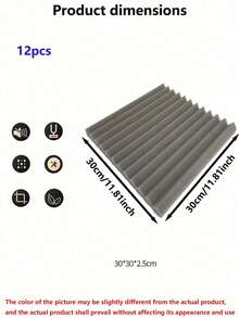 12/24 Pieces Of 12 * 12 * 1 Inch Elastic Sound Insulation Foam Board, Suitable For Room And Music Room Wall Decoration And Sound Absorption, Decoration Sticker Peeling Wallboard, Wallpaper, Wallpaper, Spring Decoration Items, Make Your Home A New Look, Holiday Decoration Sticker Gift Birthday Graduation - Grey - View 8