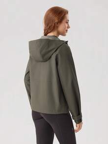 OutZeal Women Outdoor Jacket Hiking Camping Water-Resistant Hooded Side Pocket - Army Green - View 9