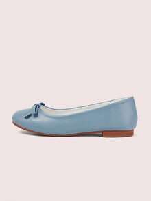 CUCCOO DOLLMOD 可爱仙女平底蝴蝶结通勤鞋 春夏新款浅口单踏板舒适软底法式芭蕾舞鞋 奶奶鞋 - 薄荷藍 - 查看 2