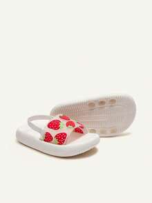 Cozy Pixies Dép xăng đan/dép mùa hè thời trang trung tính, dễ thương, vui nhộn, giản dị, họa tiết dâu tây, dành cho bé gái. - trắng - Xem 7