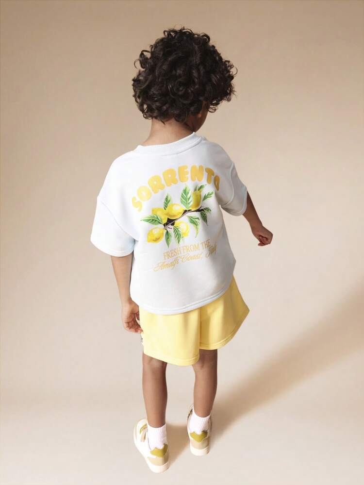 Crew Neck T-Shirt With Yellow Shorts Set