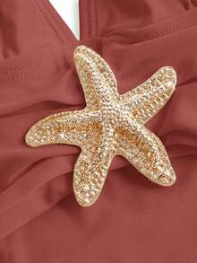 Swim Oasis Bộ đồ bơi liền thân cao cấp Sunner Vacation Elegant Romantic Starfish Decor - Rỉ Nâu - Xem 7