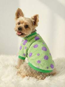 PETSIN 1pc Pet Fleece Polka Dot Cute Monster Plush Sweatshirt - Multicolor - View 5