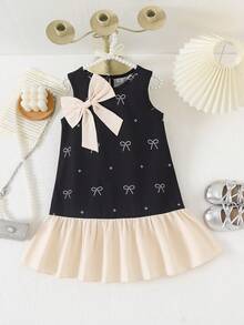 SHEIN 1pc Young Girl Summer New Butterfly Print Sleeveless A-Line Hem Ruffle French Style Elegant Princess Dress, Fashionable & Graceful For Commuting - Black - View 8