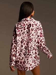 Athîral 女士夏季时尚豹纹纽扣衬衫短裤两件套 - 彩色 - 查看 5