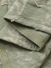 Vivie Lora Women's Vacation Cashew Print V-Neck Textured Waist Jumpsuit - Green - View 7