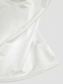 GlowEve CURVE Canotta casual taglie forti colore unito con scollo drappeggiato in raso bianco - Bianco - Visualizzare 6