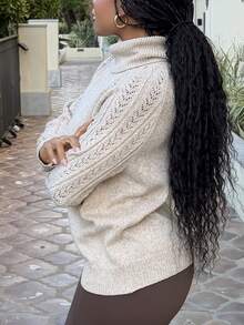 Tyla Gomez 高领毛衣，长袖上衣 - 杏色 - 查看 5