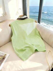 GlowEve 优雅设计女士围巾领带针织背心 - 綠色 - 查看 2