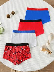 SHEIN 4条装男童蜘蛛印花平角内裤 - 彩色 - 查看 2