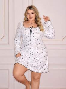 SweetSlumber Áo ngủ cỡ lớn Sweet Ins in hình trái tim, viền gân tương phản, thoải mái. - Nhiều màu - Xem 3