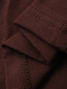 DAZY 男童泰迪绒拼接刺绣落肩宽松上衣和裤子睡衣套装，春夏秋季 - 棕色 - 查看 8