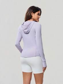 OutZeal 女士户外连帽衫 徒步露营 凉爽触感 带拇指孔 - 淡紫色 - 查看 7